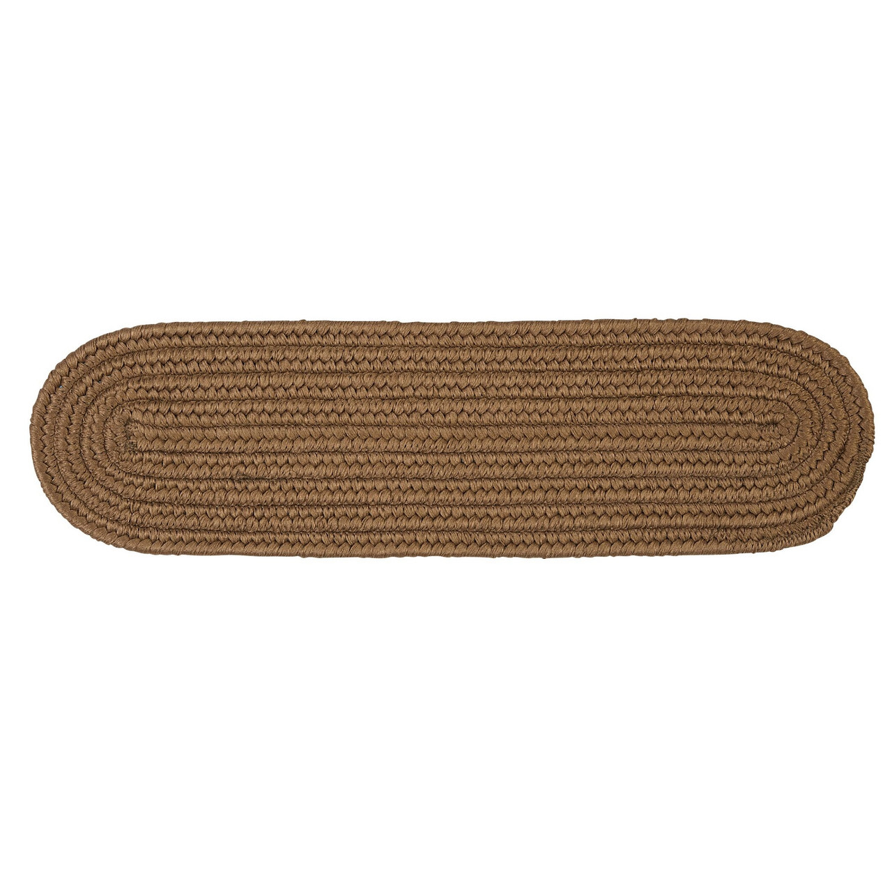 28" Brown Solid Handmade Braided Stair Tread Reversible Oval Rug Pool