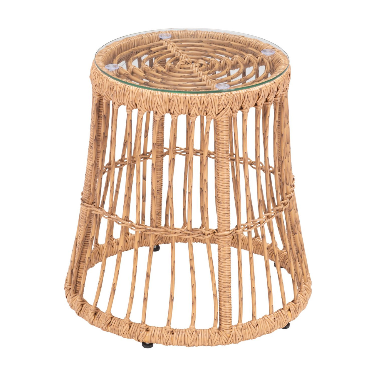 18.5" Beige Powder Coated Patio Round Coffee Table Pool Central