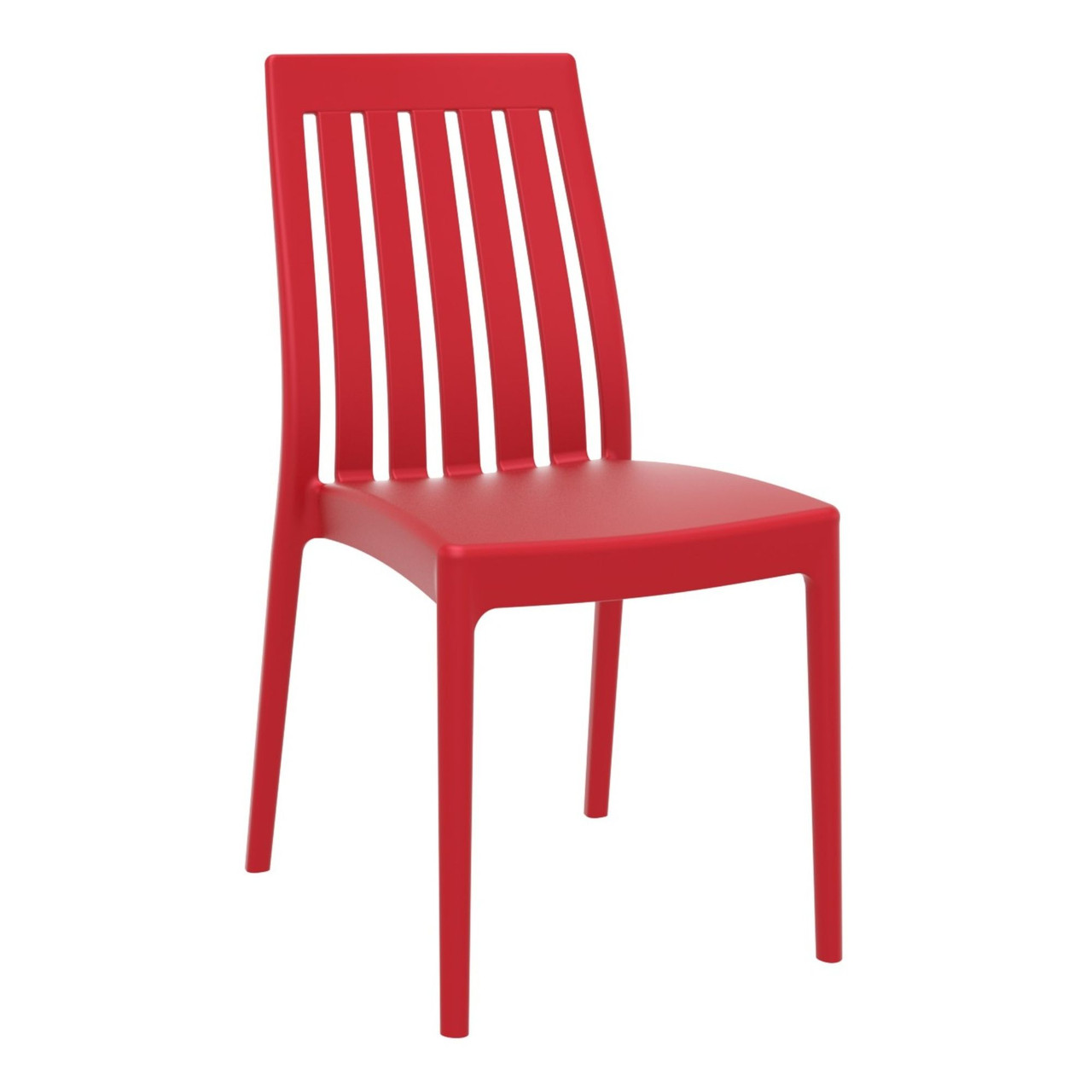 35" Red High Back Stackable Outdoor Patio Dining Chair Pool Central