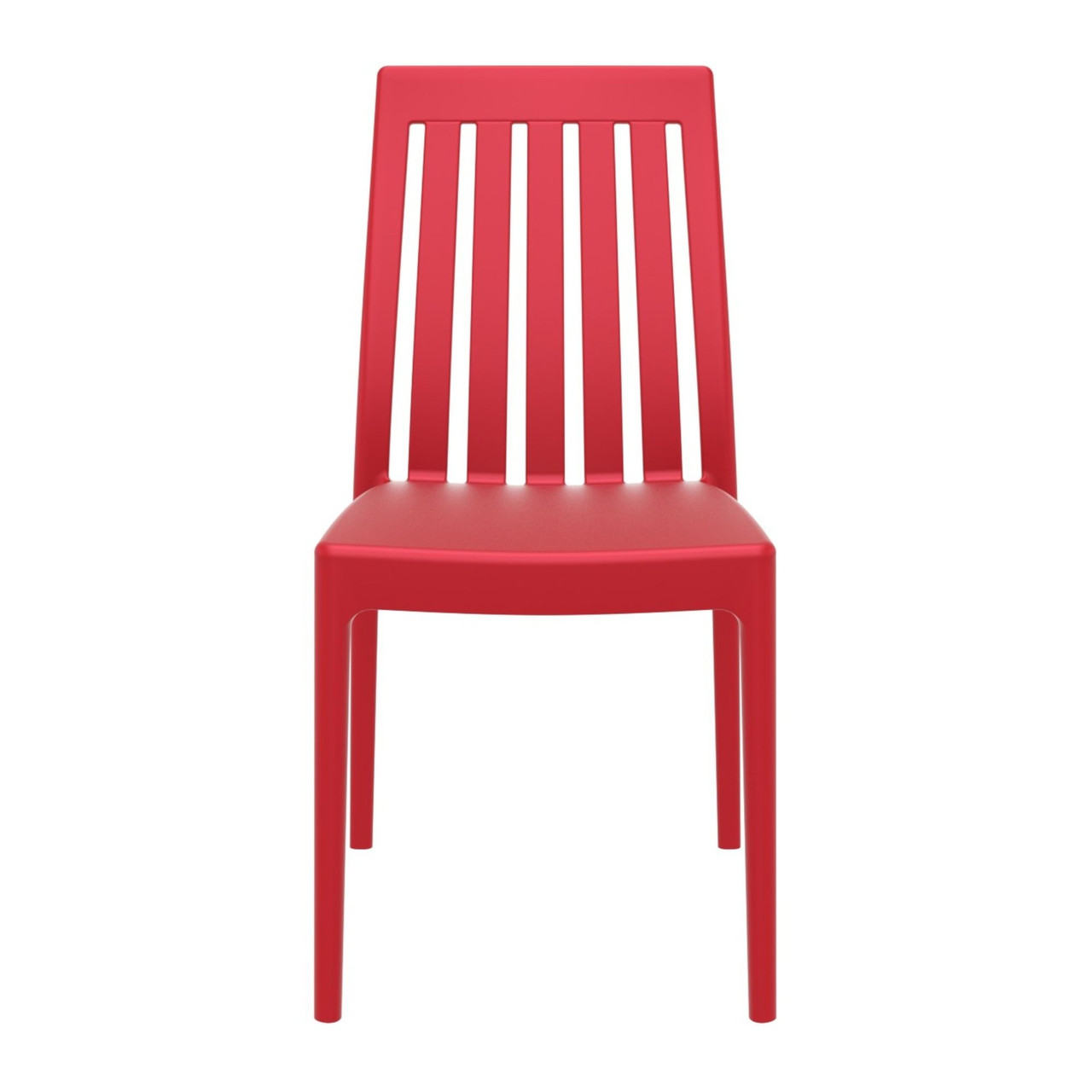35" Red High Back Stackable Outdoor Patio Dining Chair Pool Central