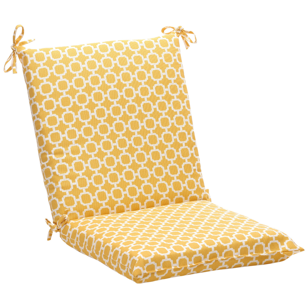 Geometric Reversible Outdoor Patio Square Chair Cushion - 36.5 - Yellow  and White