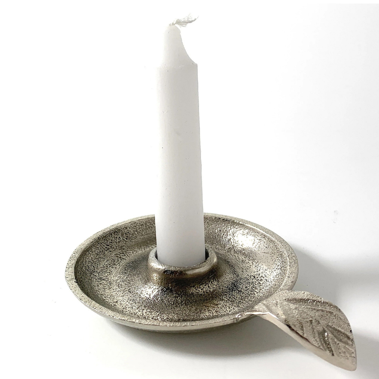 5" Silver Rustic Dish Candle Holder Pool Central