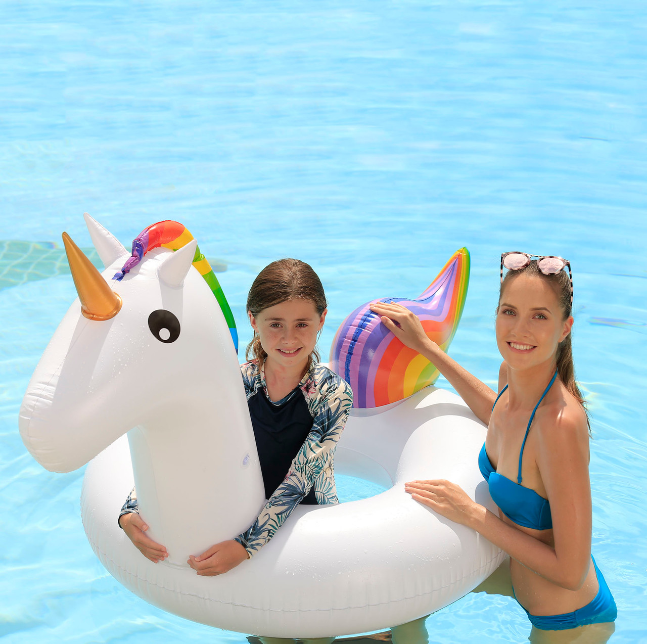 Northlight 68 Rainbow Unicorn Inflatable Swimming Pool Tube Ring Float