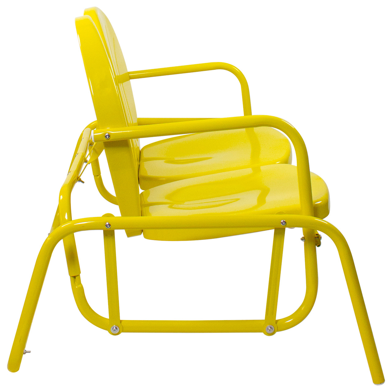 2Person Outdoor Retro Metal Tulip Double Glider Patio Chair, Yellow Pool Central