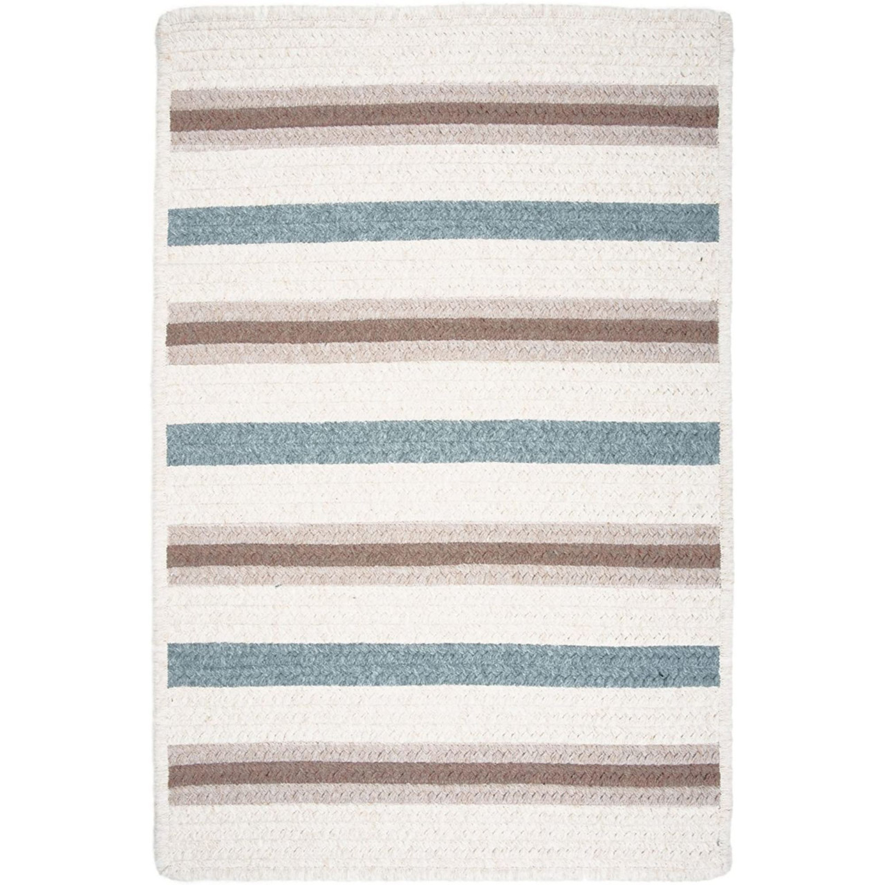1.1' x 1.4' Blue & Brown Contemporary Striped Area Throw Rug Sample