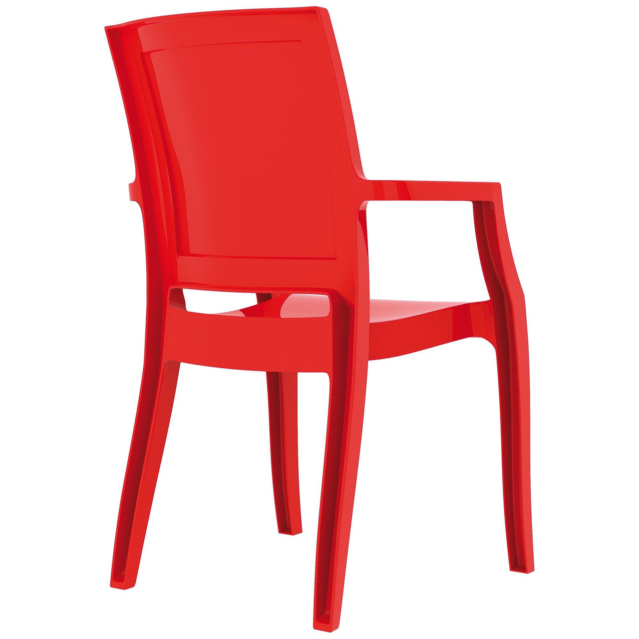 36" Red Glossy Stackable Outdoor Patio Dining Chair Pool Central