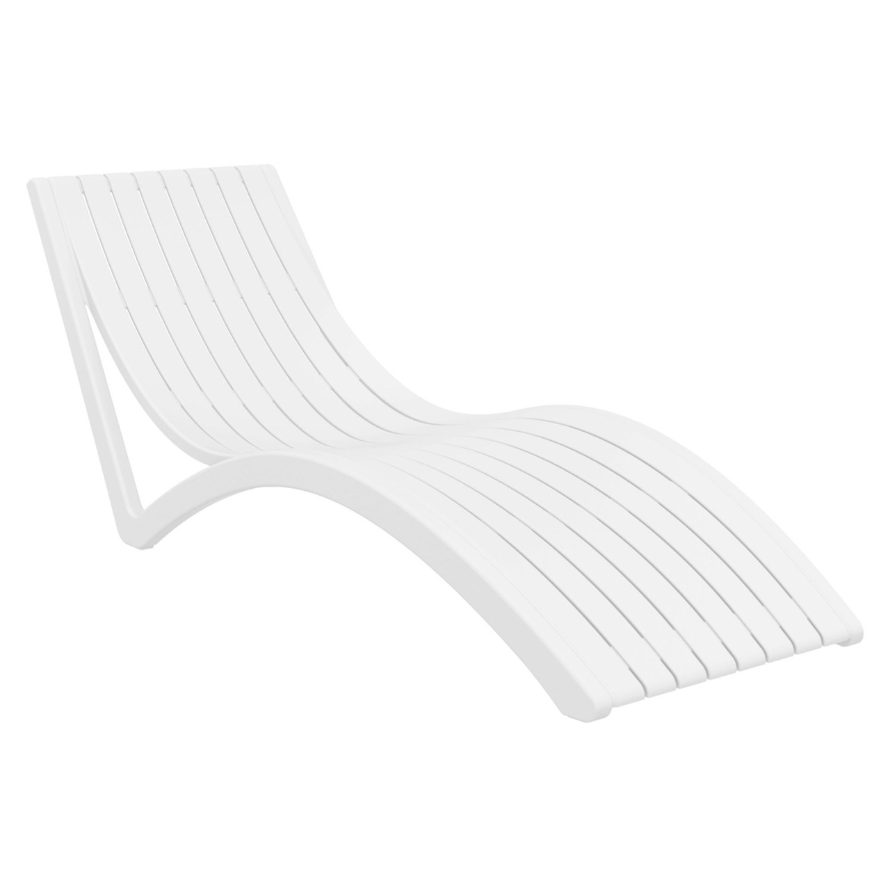 75.5" White Patio Pool Chaise Lounge with Arms Pool Central