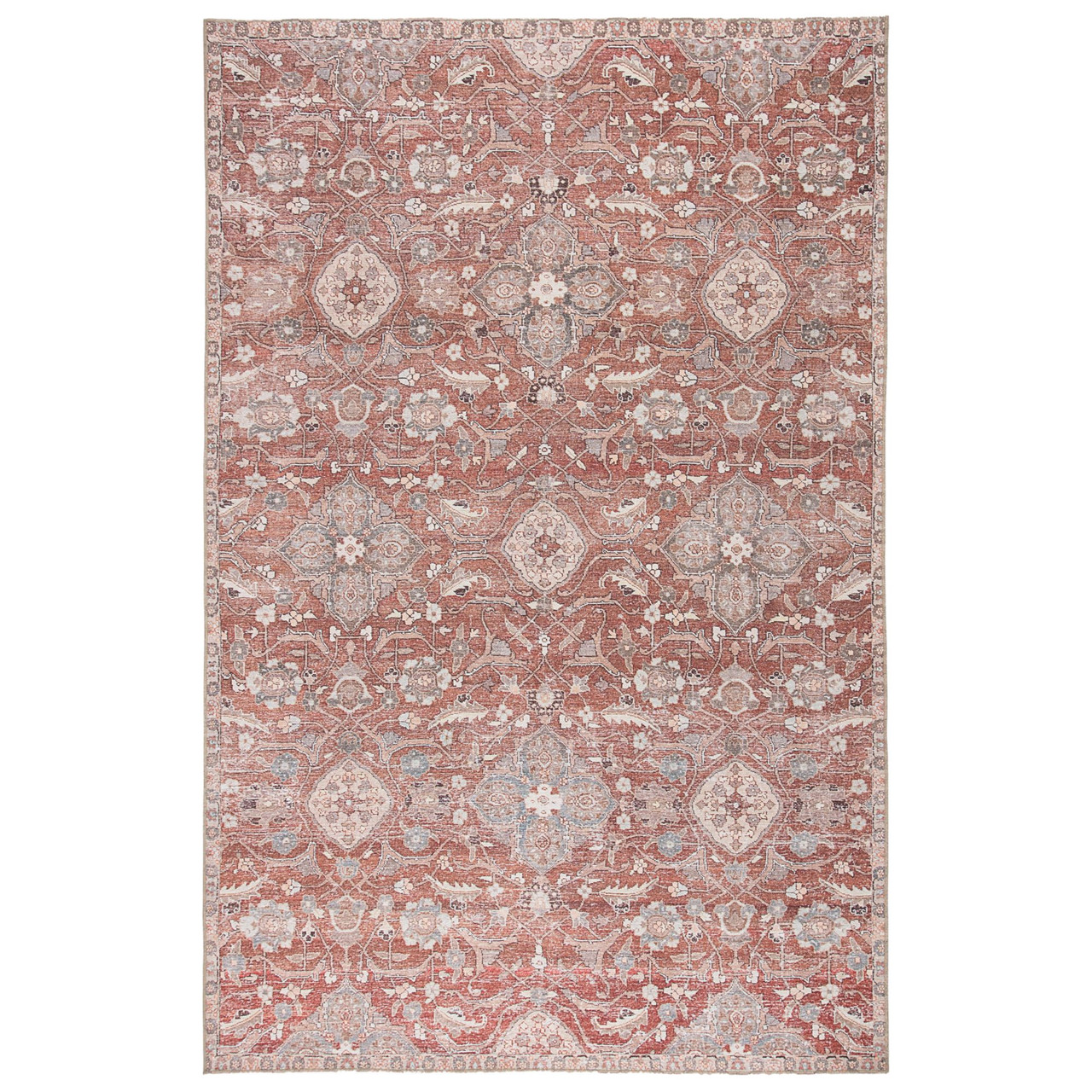 8' x 10' Red & Gunmetal Gray Oriental Rectangular Outdoor Area Throw ...