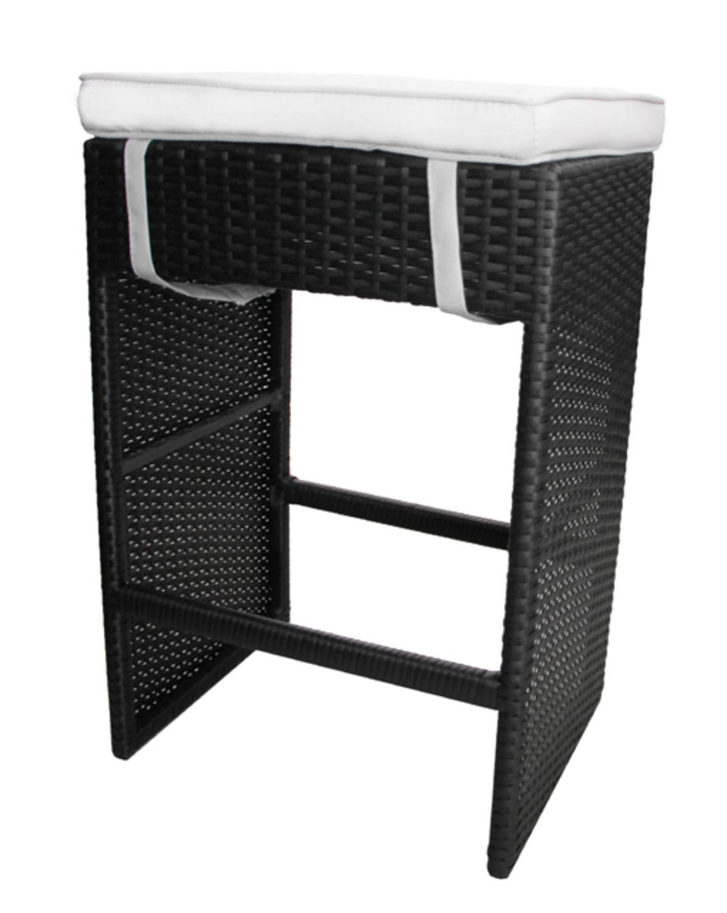 7Piece Black & White Wicker Outdoor Patio Furniture Bar Dining Set