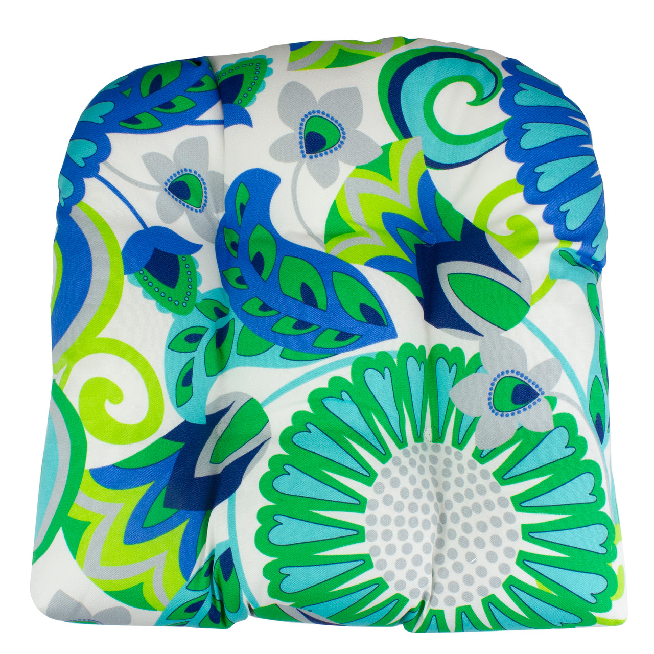 20" Blue & Green Floral Pattern Outdoor Patio Throw Pillow Pool Central