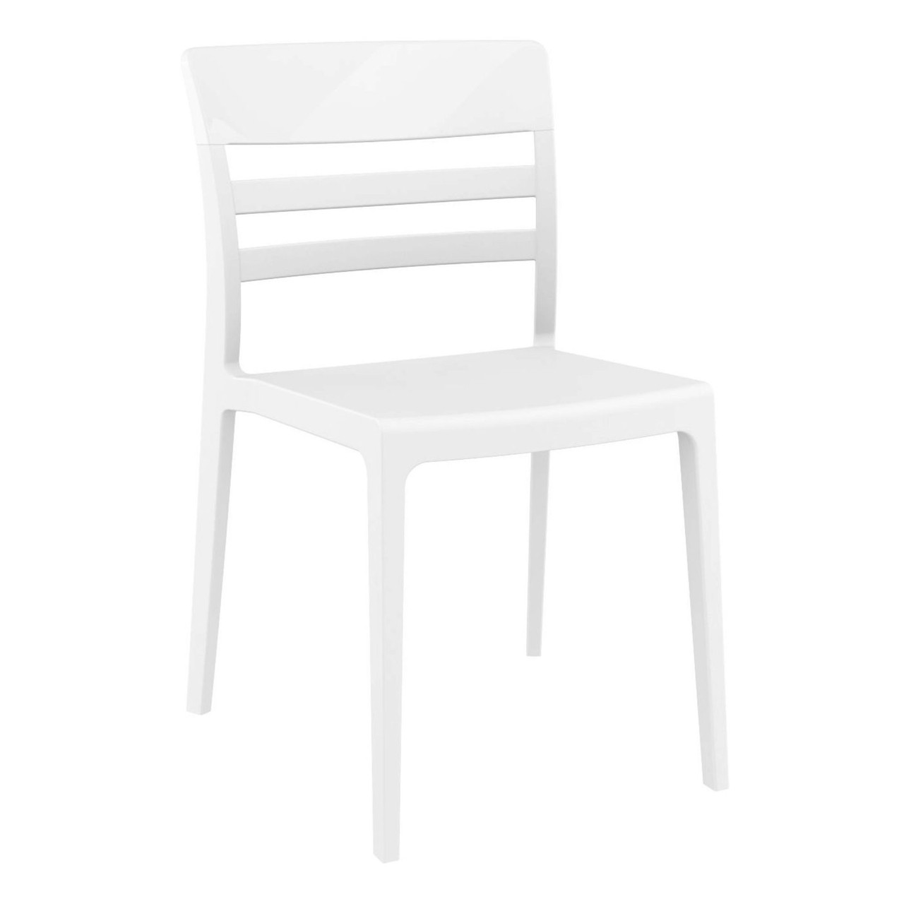 33" White Glossy Outdoor Patio Dining Chair Pool Central