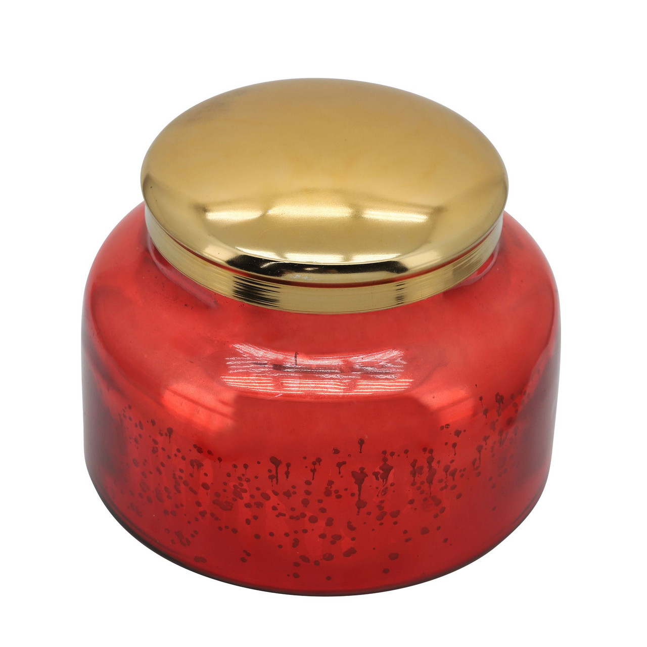 7" Red & Gold Mercury Glass Jar Candle with Lid Pool Central