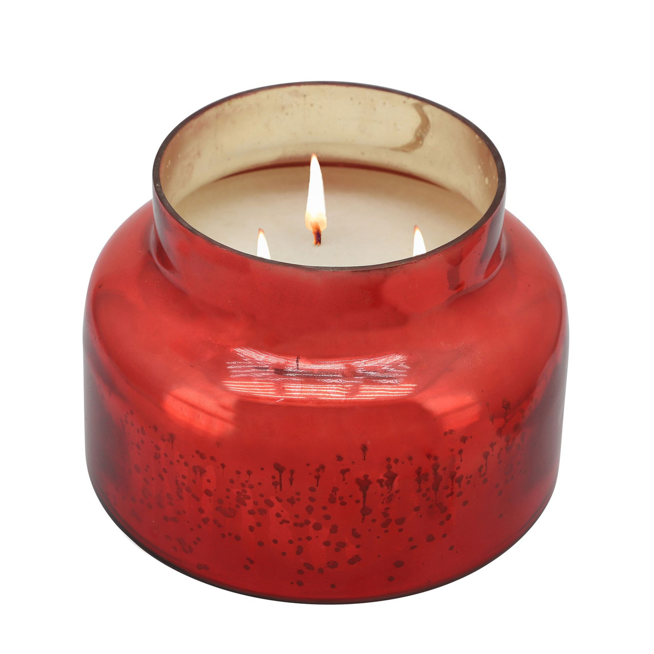7" Red & Gold Mercury Glass Jar Candle with Lid Pool Central
