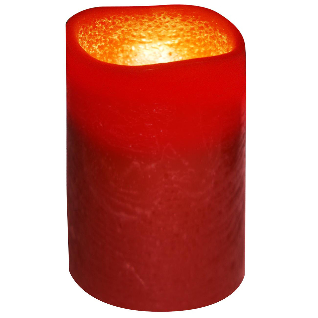 4" Red Battery Operated Flameless Flickering Pillar Candle Pool Central