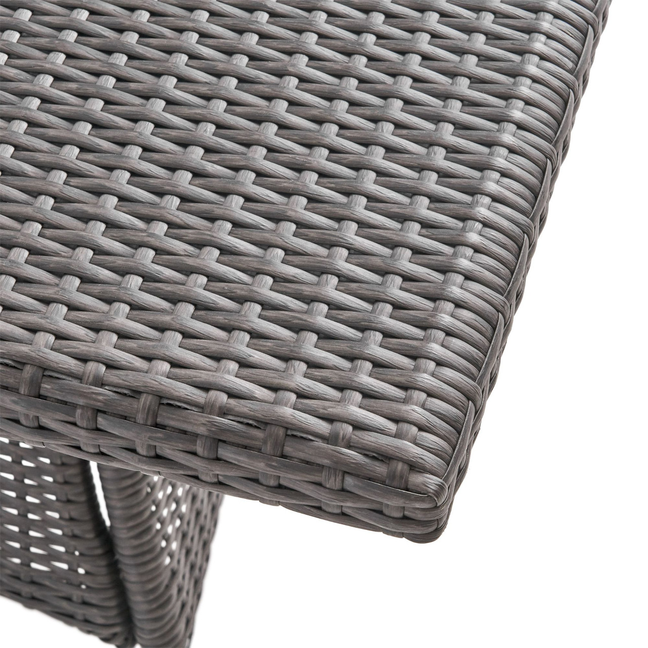 5-Piece Gray Finish Square Wicker Outdoor Furniture Patio Dining Set ...