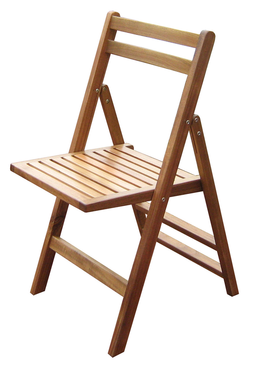 32.5" Brown Acacia Folding Dining Chairs Pool Central