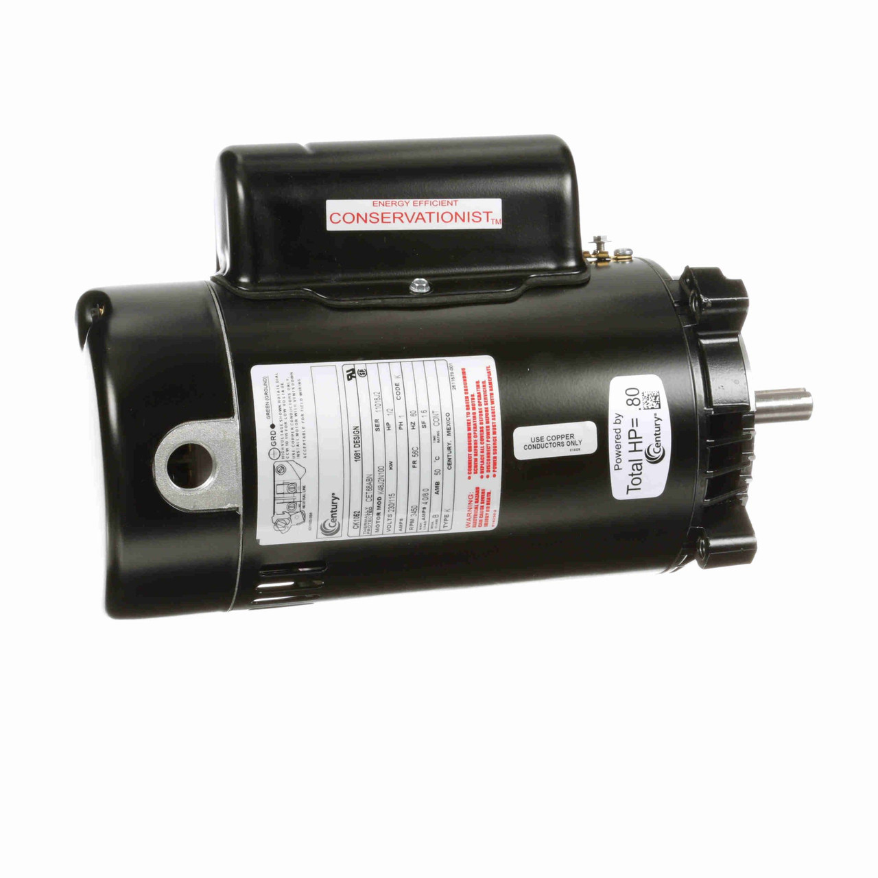 0.5 HP Single Phase Full-Rated Two-Compartment Pool Pump Motor | Pool ...