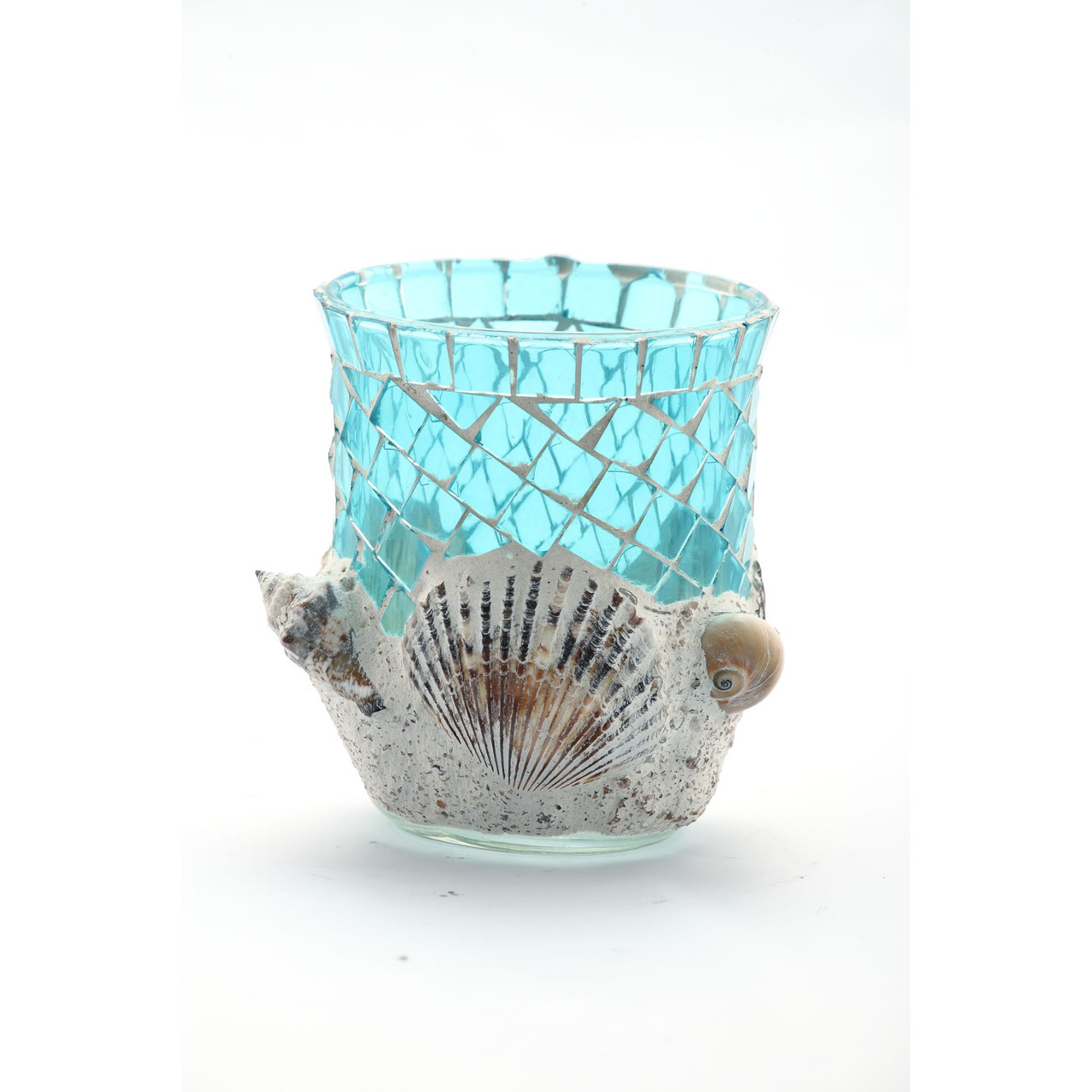 4.5" Blue Hurricane Glass Tabletop Candle Holder Pool Central