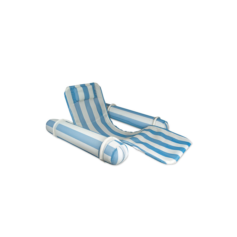 62" Blue & White Striped Aqua Drifter Floating Swimming Pool Chaise