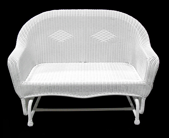 51" White Resin Wicker Double Glider Patio Chair Pool Central
