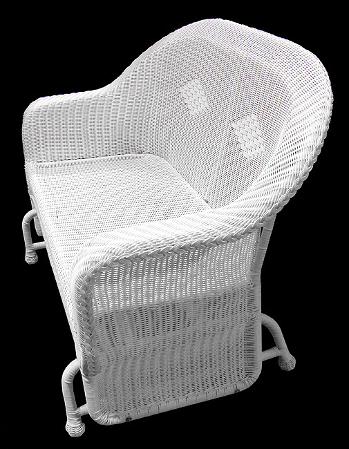 51" White Resin Wicker Double Glider Patio Chair Pool Central