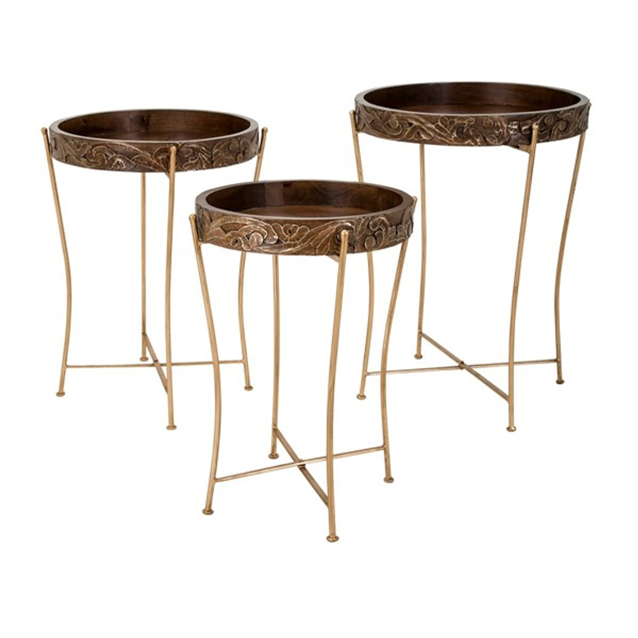 Set of 2 Blissful Paradise Graduated Size Wooden Tray Tables with