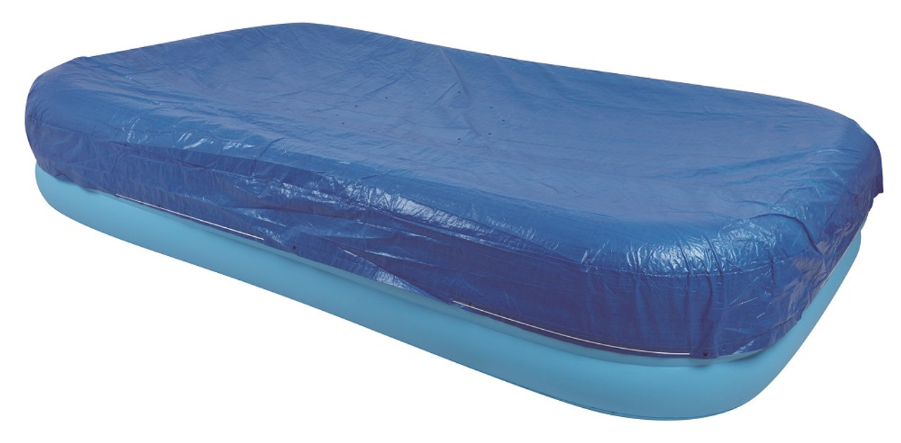 8.5' Durable Apertured Rectangular Blue Pool Cover with Rope Ties