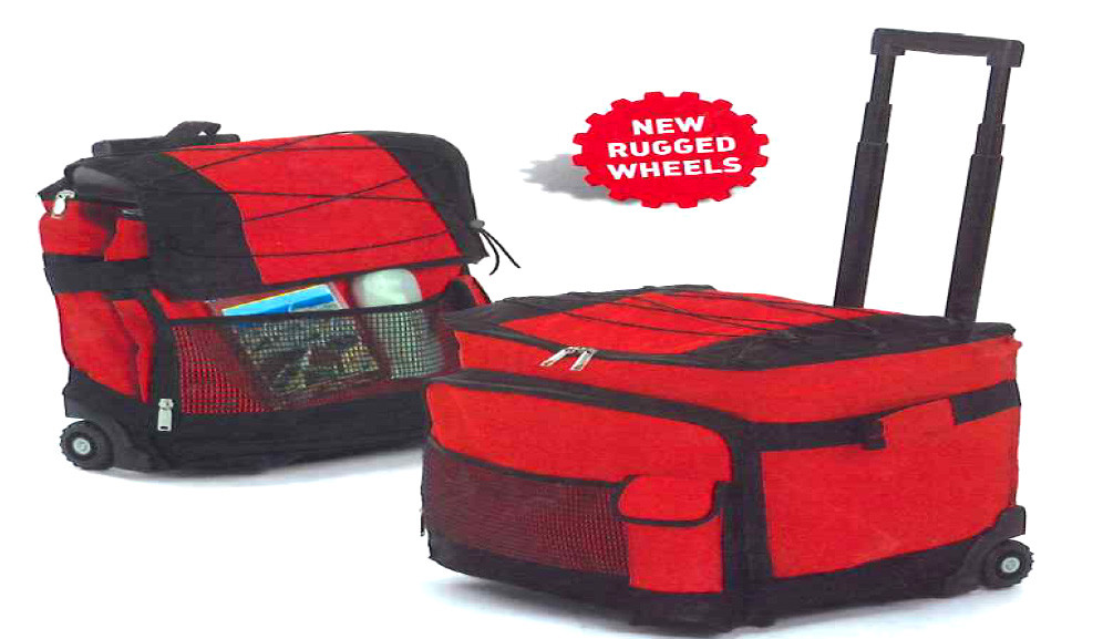Deluxe Collapsible Picnic Cooler on Wheels Holds 60 Cans Red Pool