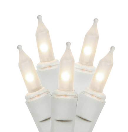 100 Commercial Grade Clear Frosted Everglow Mini Christmas Lights