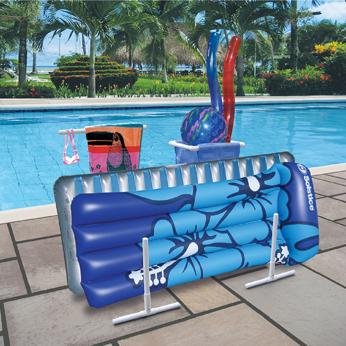37-Inch HydroTools Blue & White Poolside Accessories Organizer | Pool ...