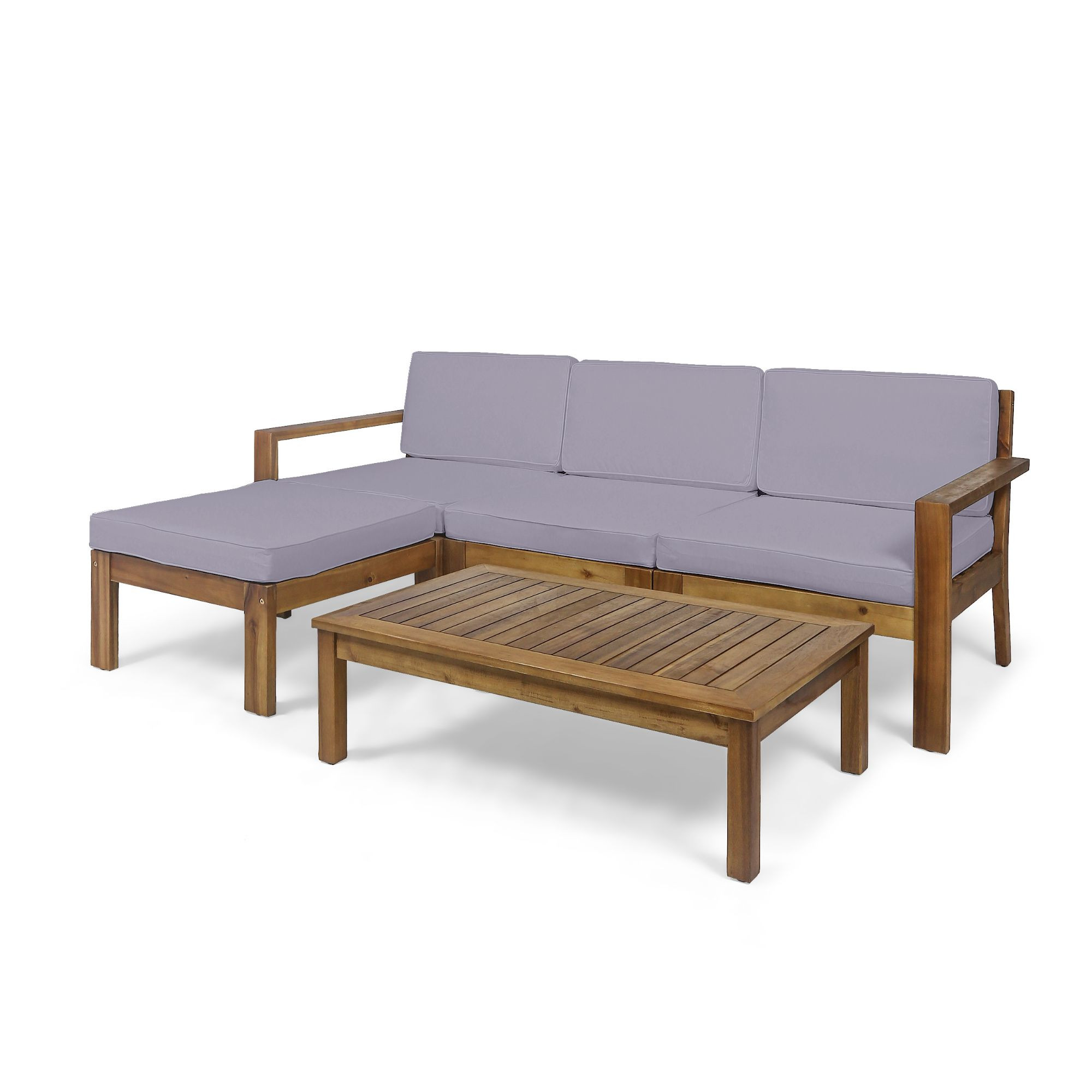 5Piece Brown Outdoor Furniture Patio Sectional Sofa Set Gray
