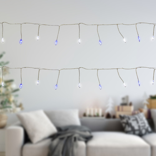 Set of 40 Blue and White LED Fairy Christmas Lights with Remote Control 6'