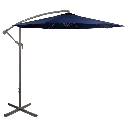 10ft Offset Outdoor Patio Umbrella with Hand Crank - Stay Cool in Navy Blue