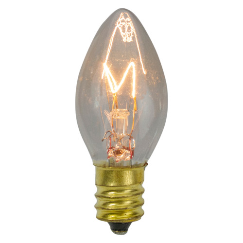 Set of 4 Clear C7 Transparent Christmas Replacement Bulbs - 2"