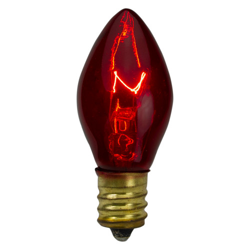 Set of 4 Red C7 Transparent Christmas Replacement Bulbs - 2"