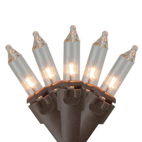 Mini Commercial Christmas Light Set - Clear - 300ct - 68' Brown Wire