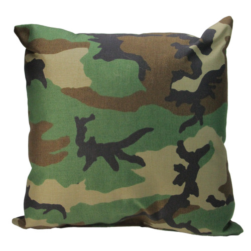 17" Green and Brown Camouflage Outdoor Patio Throw Pillow