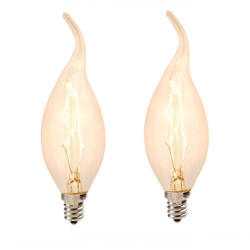 Pack of 2 Cleveland Vintage Lighting Edison Style E12S Base Flame Candelabra Bulbs