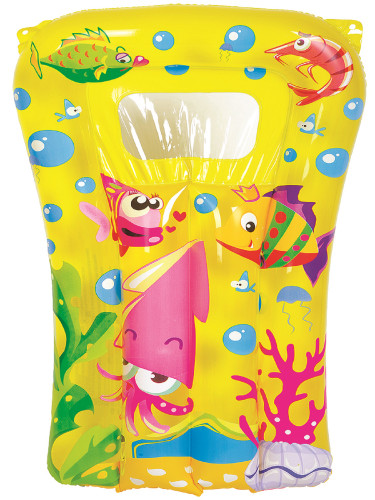 Swim with Joy: 29" Yellow and Pink Sea World Inflatable Kickboard