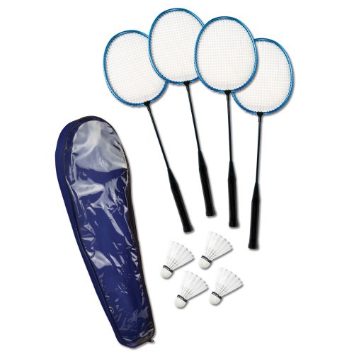 Deluxe Set of 4 Rackets and Birdies Badminton Game with Carrying Case