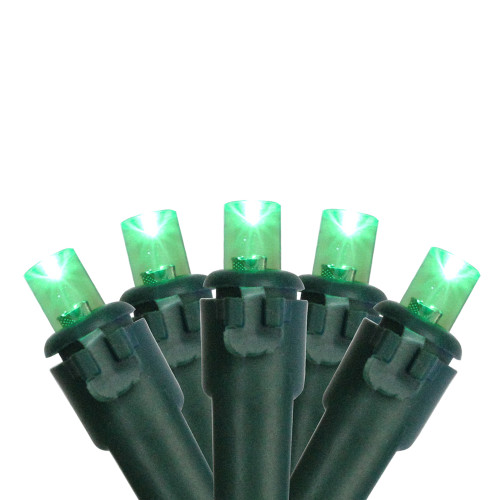 50 Green LED Wide Angle Christmas Lights, 16.25 ft Green Wire