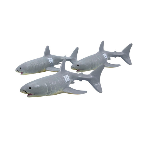 Set of 3 Gray and White Shark Frenzy Swimming Pool Dive Toys - 7"