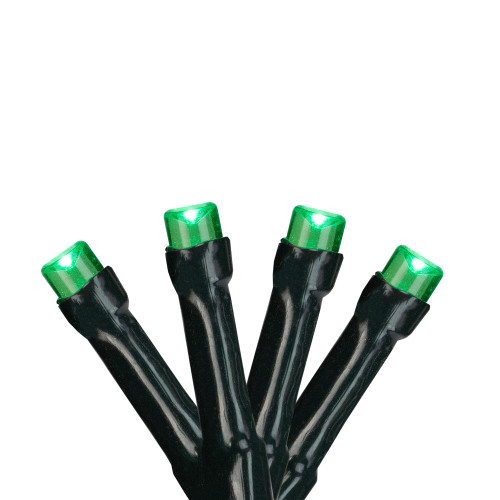 Battery Operated LED Christmas Lights - Green - 9.5' Black Wire - 20ct