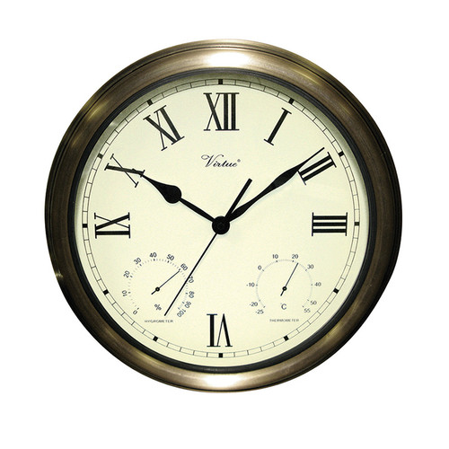 Elegant Timekeeping with 18" White and Bronze Roman Outdoor Clock - Battery Operated