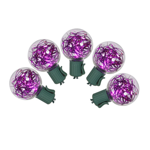 25 Pink LED G40 Tinsel Christmas Lights - 25 ft Green Wire