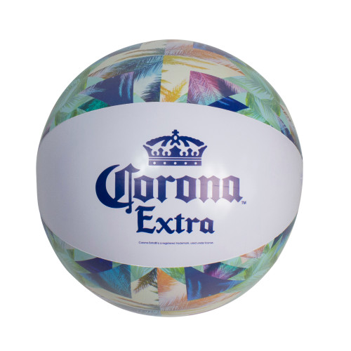 Get ready to party with the 20" Corona Tropical Blue and Green Inflatable Beach Ball - perfect for any beach day or backyard bash!