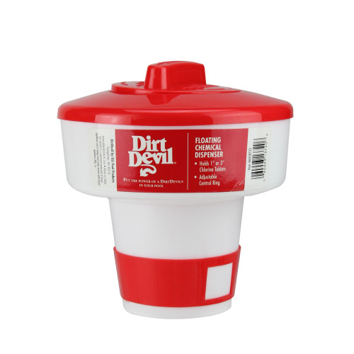 Keep Your Pool Clean with Style! 7" Red Dirt Devil Floating Chlorine Dispenser