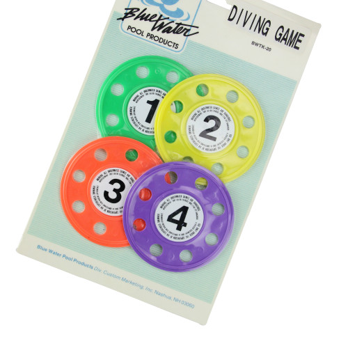 Set of 4 Multi Color Swimming Pool Diving Game Discs for Hours of Fun