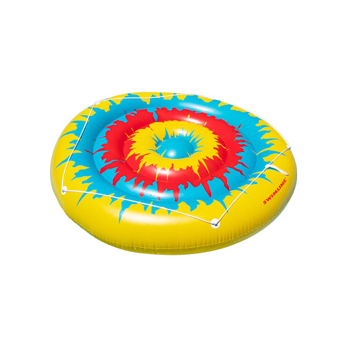 72" Inflatable Multicolor Tie Dye Circular Swimming Pool Float for Two