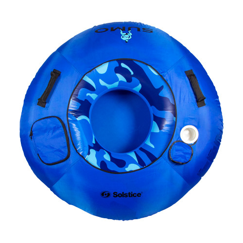 54-Inch Inflatable Blue Camouflage Swimming Pool Tube with Cup Holder